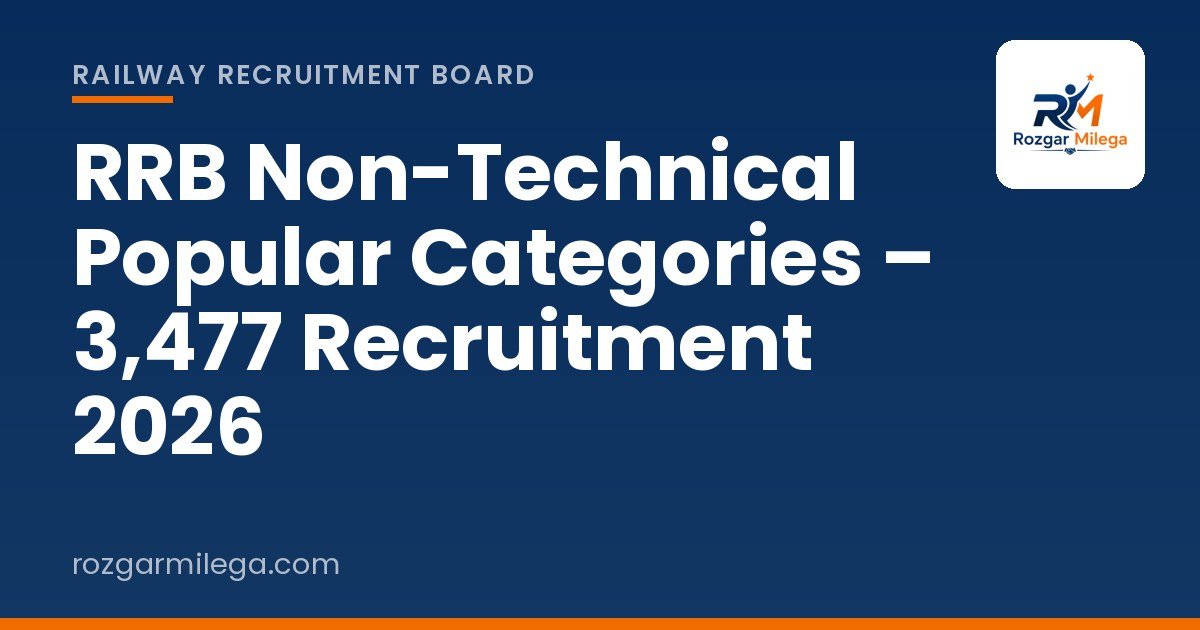 RRB NTPC Recruitment 2026: 3477 Posts, Apply by 6 Nov